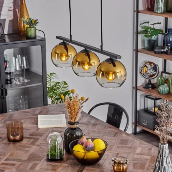 hofstein Suspension Verre 15 cm Koyoto Or, Clair, 3 lumières* Lampes En Verre