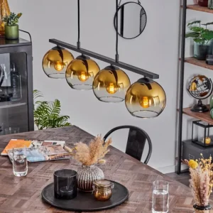 hofstein Suspension Verre 15 cm Koyoto Ambre, 4 lumières* Lampes En Verre