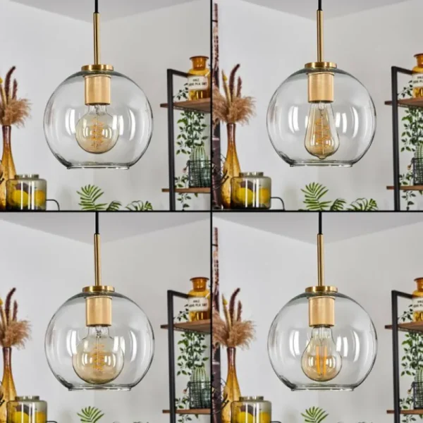 hofstein Suspension Verre 20 cm Koyoto Or, Noir, 1 lumière* Lampes En Verre