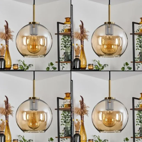 hofstein Suspension Verre 20 cm Koyoto Acier inoxydable, Noir, 1 lumière* Lampes En Verre