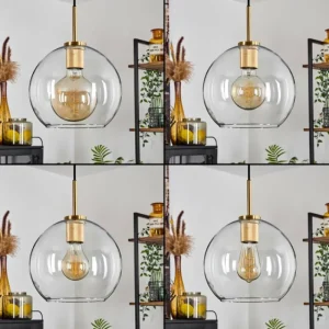hofstein Suspension Verre 25 cm Koyoto Or, Noir, 1 lumière* Lampes En Verre
