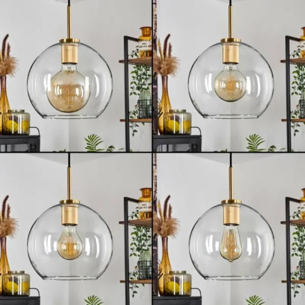 hofstein Suspension Verre 25 cm Koyoto Or, Noir, 1 lumière* Lampes En Verre