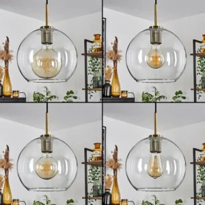 hofstein Suspension Verre 25 cm Koyoto Vieux laiton, 1 lumière* Lampes En Verre