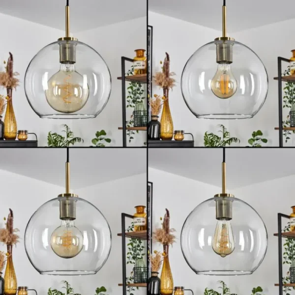 hofstein Suspension Verre 25 cm Koyoto Vieux laiton, 1 lumière* Lampes En Verre