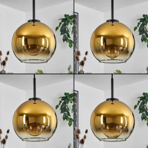 hofstein Suspension Verre 20 cm Koyoto Acier inoxydable, Noir, 1 lumière* Lampes En Verre