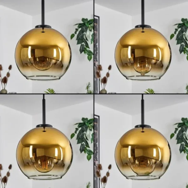 hofstein Suspension Verre 20 cm Koyoto Acier inoxydable, Noir, 1 lumière* Lampes En Verre