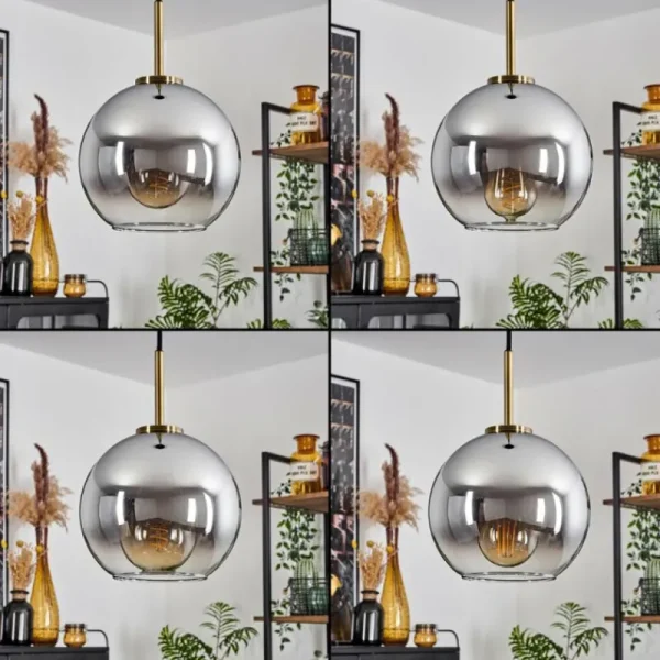 hofstein Suspension Verre 20 cm Koyoto Vieux laiton, 1 lumière* Lampes En Verre