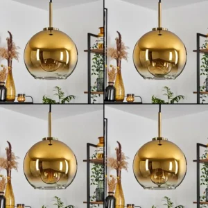 hofstein Suspension Verre 20 cm Koyoto Vieux laiton, 1 lumière* Lampes En Verre