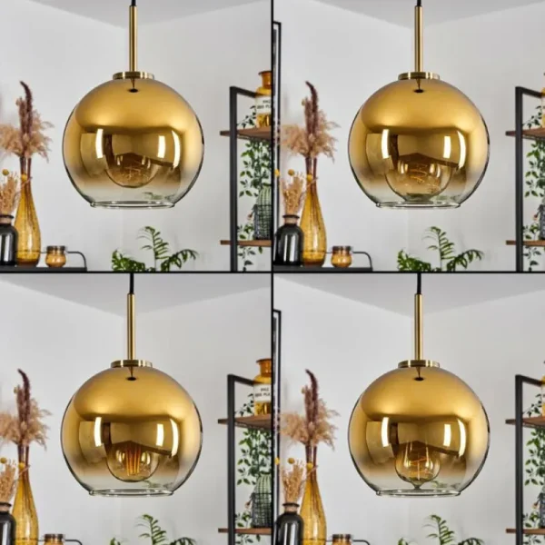 hofstein Suspension Verre 20 cm Koyoto Vieux laiton, 1 lumière* Lampes En Verre