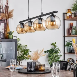 hofstein Suspension Verre 15 cm Koyoto Ambre, 4 lumières* Lampes En Verre