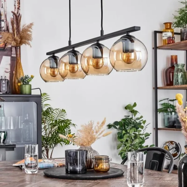 hofstein Suspension Verre 15 cm Koyoto Ambre, 4 lumières* Lampes En Verre
