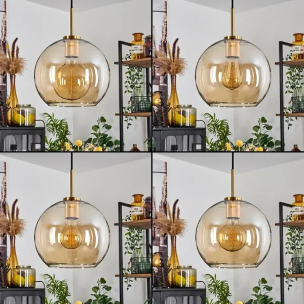 hofstein Suspension Verre 25 cm Koyoto Or, Noir, 1 lumière* Lampes En Verre