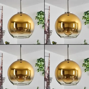 hofstein Suspension Verre 20 cm Koyoto Noir, Argenté, 1 lumière* Lampes En Verre