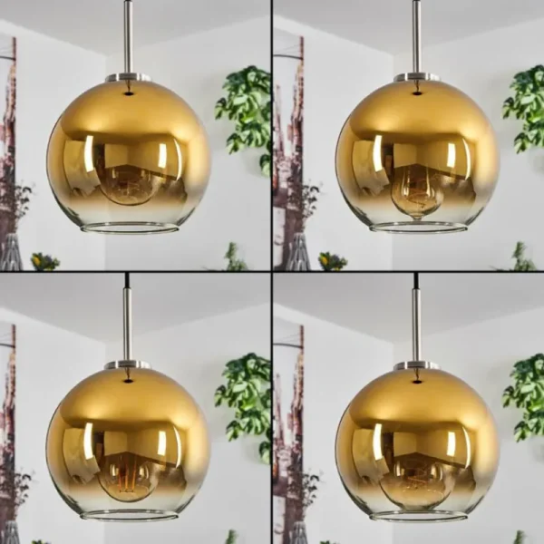 hofstein Suspension Verre 20 cm Koyoto Noir, Argenté, 1 lumière* Lampes En Verre