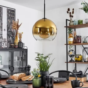 hofstein Suspension Verre 25 cm Koyoto Or, Clair, 1 lumière* Lampes En Verre