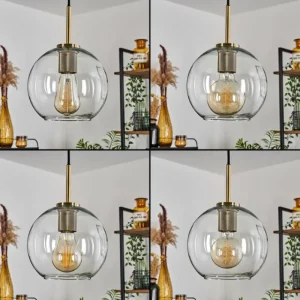 hofstein Suspension Verre 20 cm Koyoto Vieux laiton, 1 lumière* Lampes En Verre