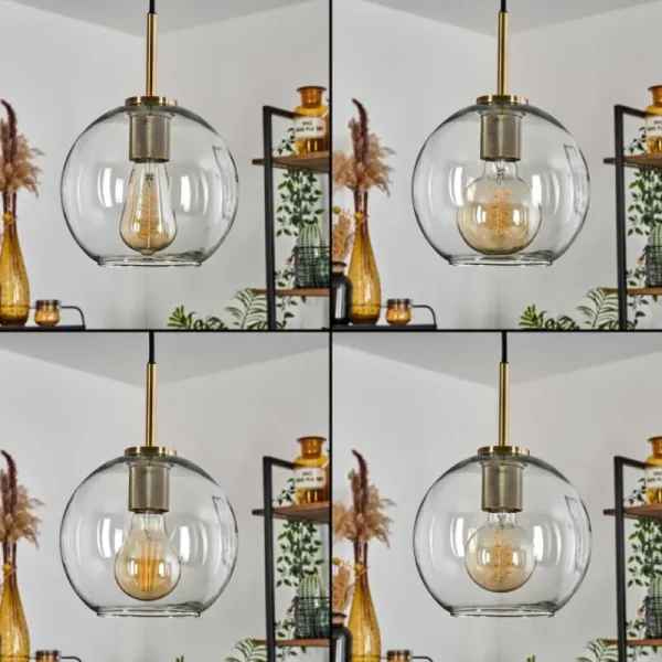 hofstein Suspension Verre 20 cm Koyoto Vieux laiton, 1 lumière* Lampes En Verre