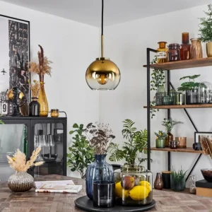 hofstein Suspension Verre 15 cm Koyoto Vieux laiton, 1 lumière* Lampes En Verre