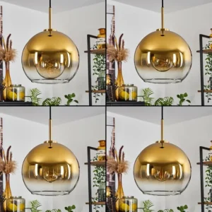 hofstein Suspension Verre 25 cm Koyoto Or, Noir, 1 lumière* Lampes En Verre