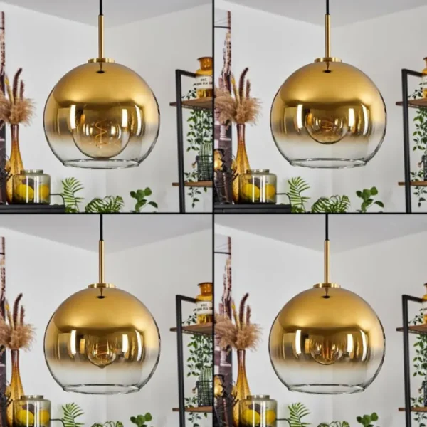 hofstein Suspension Verre 25 cm Koyoto Or, Noir, 1 lumière* Lampes En Verre