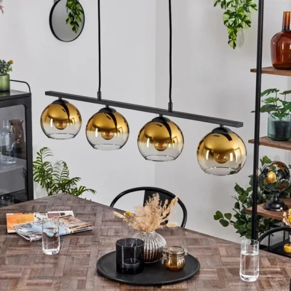 hofstein Suspension Verre 15 cm Koyoto Ambre, 4 lumières* Lampes En Verre