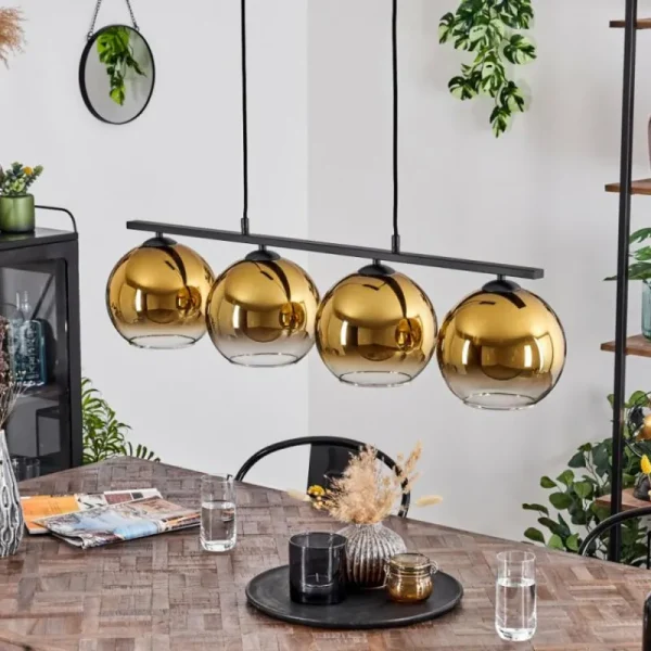 hofstein Suspension Verre 20 cm Koyoto Or, 4 lumières* Lampes En Verre