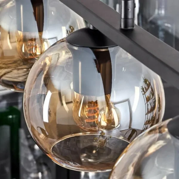 hofstein Suspension Verre 15 cm Koyoto Ambre, 5 lumières* Lampes En Verre
