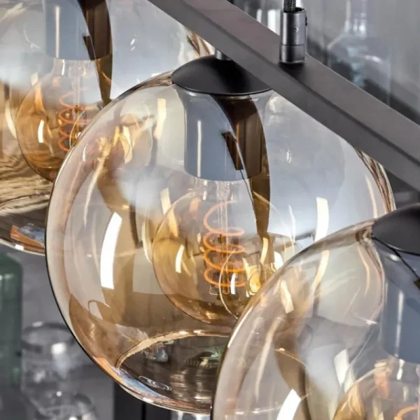 hofstein Suspension Verre 20 cm Koyoto Ambre, 5 lumières* Lampes En Verre