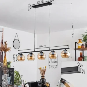 hofstein Suspension Verre 15 cm Koyoto Ambre, 5 lumières* Lampes En Verre