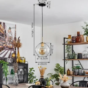 hofstein Suspension Verre 25 cm Koyoto Or, Noir, 1 lumière* Lampes En Verre