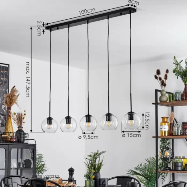 hofstein Suspension Verre 15 cm Koyoto Clair, 5 lumières* Lampes En Verre