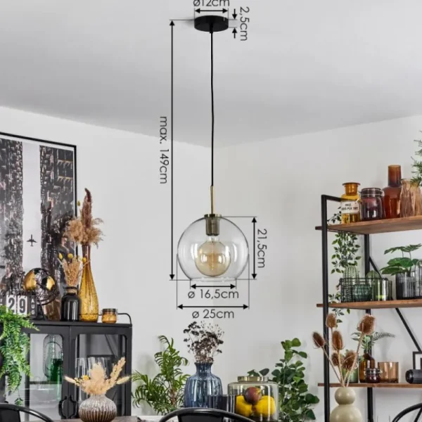 hofstein Suspension Verre 25 cm Koyoto Vieux laiton, 1 lumière* Lampes En Verre