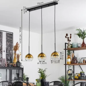 hofstein Suspension Verre 15 cm Koyoto Or, Clair, 3 lumières* Lampes En Verre