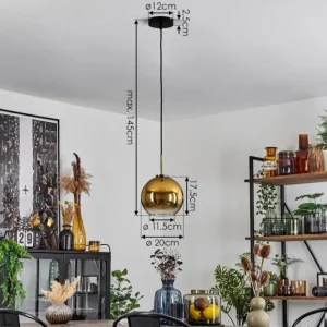 hofstein Suspension Verre 20 cm Koyoto Vieux laiton, 1 lumière* Lampes En Verre
