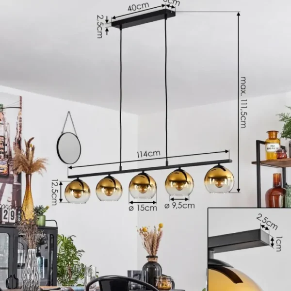 hofstein Suspension Verre 15 cm Koyoto, 5 lumières* Lampes En Verre