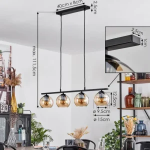 hofstein Suspension Verre 15 cm Koyoto Ambre, 4 lumières* Lampes En Verre