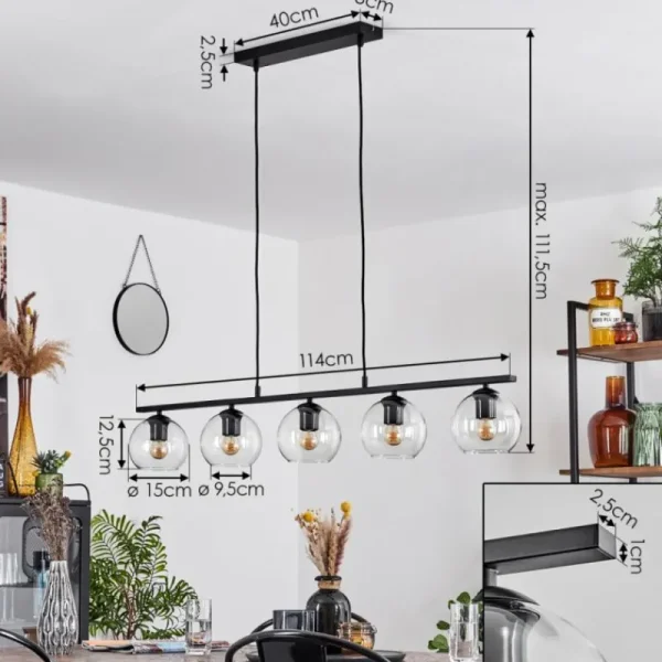 hofstein Suspension Verre 15 cm Koyoto Clair, 5 lumières* Lampes En Verre