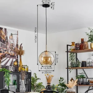 hofstein Suspension Verre 25 cm Koyoto Or, Noir, 1 lumière* Lampes En Verre