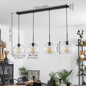 hofstein Suspension Verre 25 cm Koyoto Clair, 4 lumières* Lampes En Verre