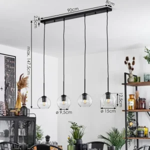 hofstein Suspension Verre 15 cm Koyoto Clair, 4 lumières* Lampes En Verre