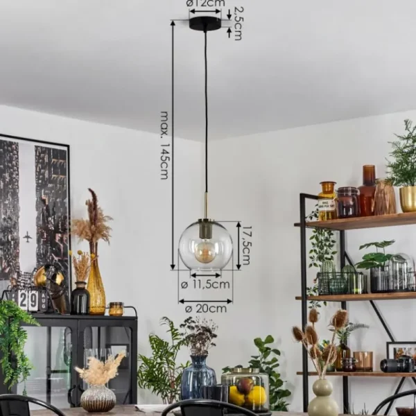 hofstein Suspension Verre 20 cm Koyoto Vieux laiton, 1 lumière* Lampes En Verre