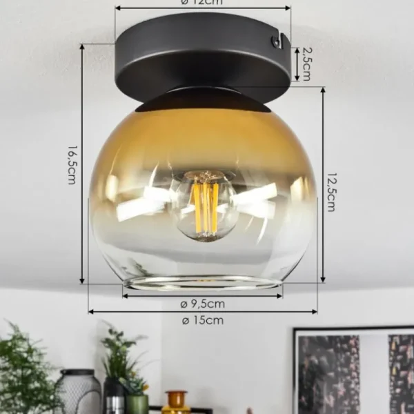 hofstein Suspension Verre 15 cm Koyoto Or, Clair, 1 lumière* Lampes En Verre