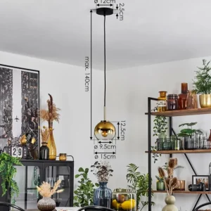 hofstein Suspension Verre 15 cm Koyoto Vieux laiton, 1 lumière* Lampes En Verre