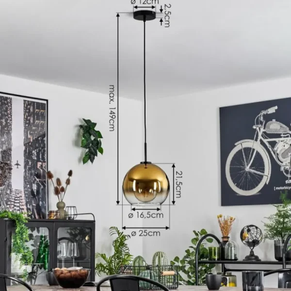 hofstein Suspension Verre 25 cm Koyoto Acier brossé, 1 lumière* Lampes En Verre