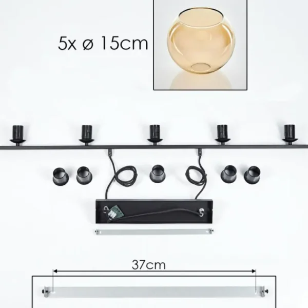 hofstein Suspension Verre 15 cm Koyoto Ambre, 5 lumières* Lampes En Verre