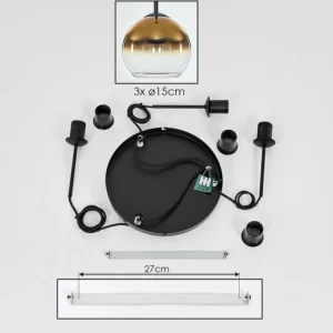 hofstein Suspension Verre 15 cm Koyoto Or, Clair, 3 lumières* Lampes En Verre
