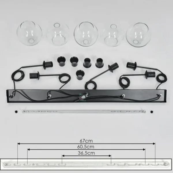 hofstein Suspension Verre 15 cm Koyoto Clair, 5 lumières* Lampes En Verre