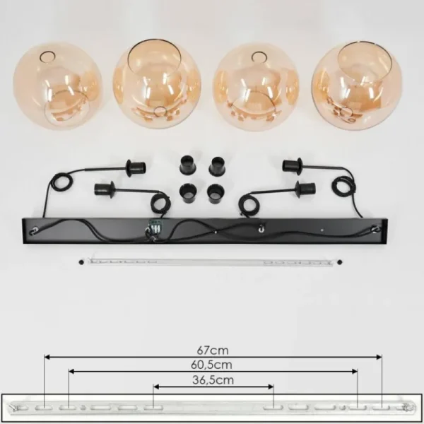 hofstein Suspension Verre 25 cm Koyoto Ambre, 4 lumières* Lampes En Verre
