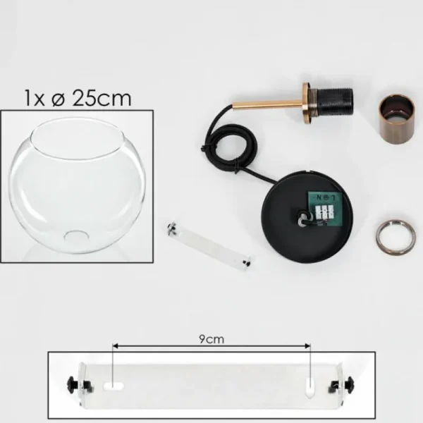 hofstein Suspension Verre 25 cm Koyoto Vieux laiton, 1 lumière* Lampes En Verre