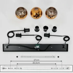 hofstein Suspension Verre 15 cm Koyoto Or, Clair, 3 lumières* Lampes En Verre